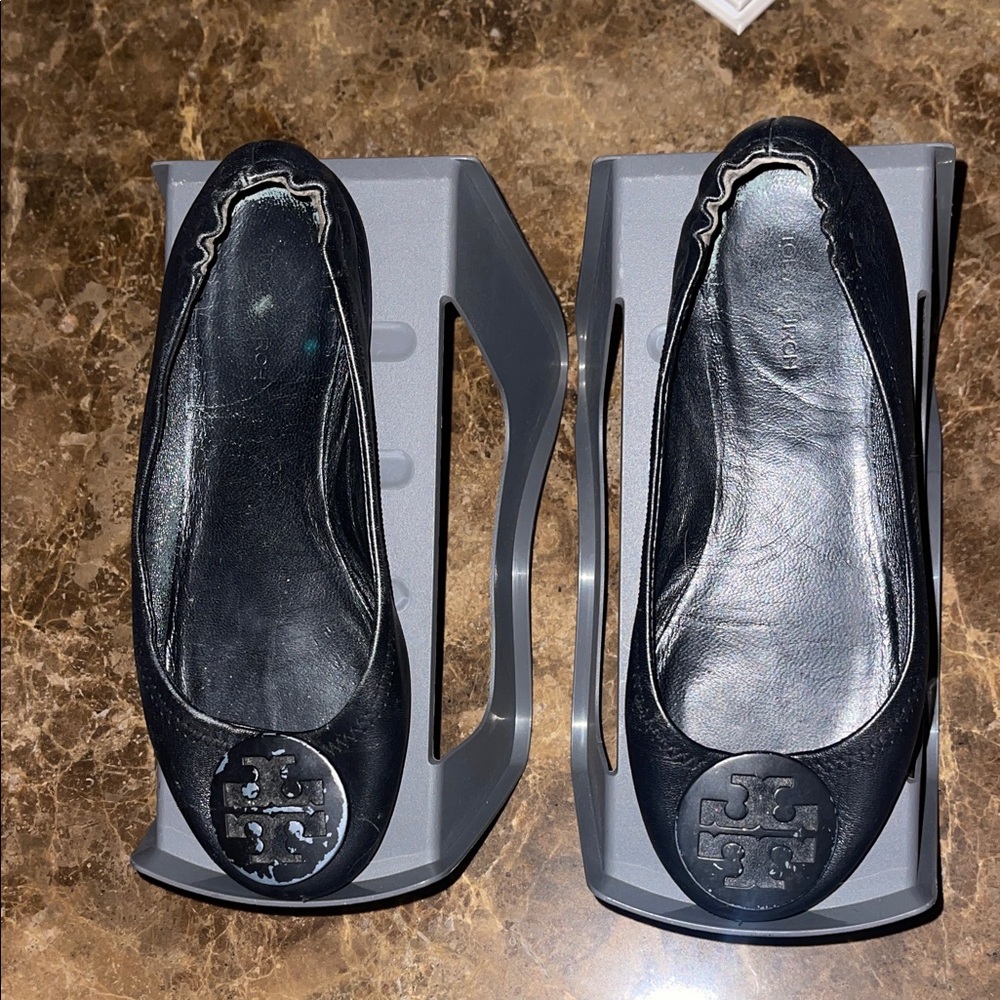 Tory Burch Black Leather Flats S6 preloved lil TLS